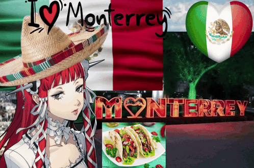 Girl in Sombrero in Front of I Love Monterrey Sign
