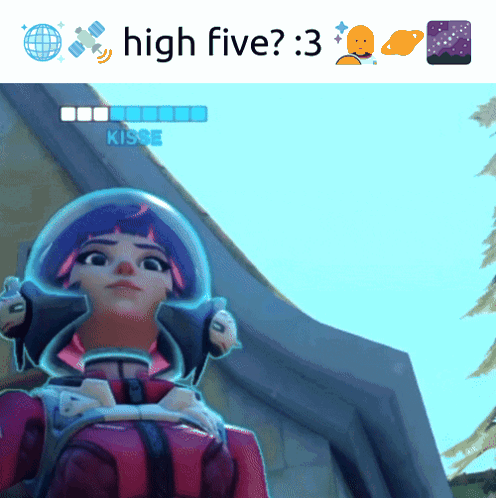 Girl in Space Suit Saying High Five 3
