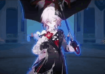 Girl In Suit Holding Umbrella GIF