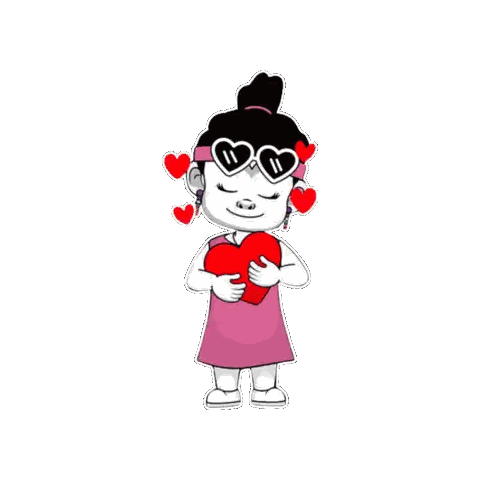 Girl in Sunglasses Holding Heart