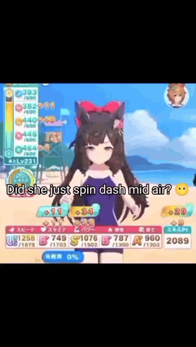 Girl In Swimsuit Did She Just Spin Dash Mid Air GIF