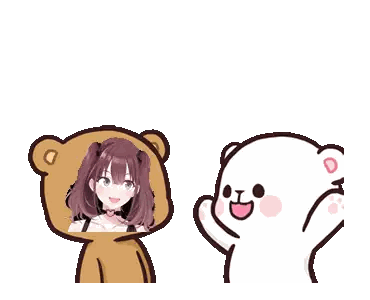 Girl in Teddy Bear Costume Next to White Teddy