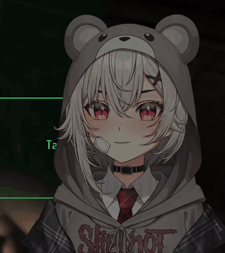 Girl In Teddy Bear Hat And Slipknot Shirt GIF