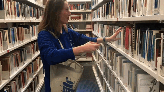 Girl In The Library Book Shopping GIF