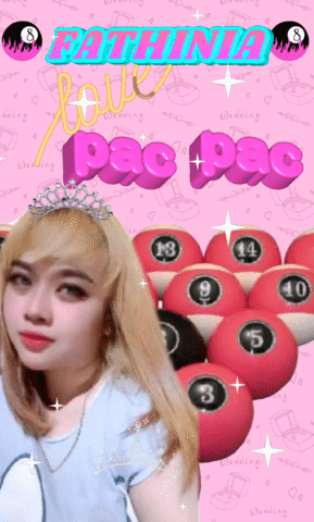Girl in Tiara with Pool Balls and Love Pac Pac