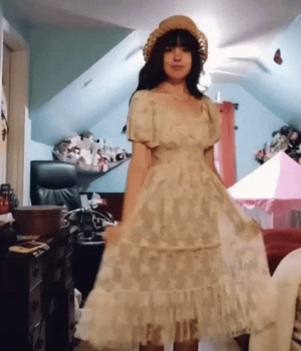 Girl in White Dress and Hat