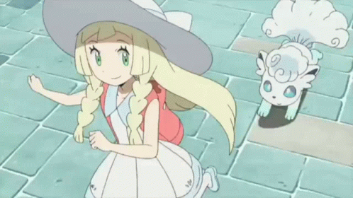 Girl in White Dress Next to White Pokémon