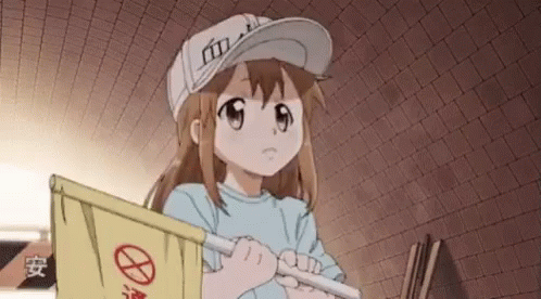 Girl In White Hat Holding Yellow Flag GIF