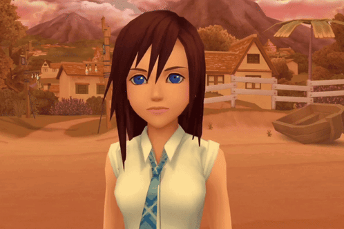 Girl In White Shirt And Blue Tie Field GIF