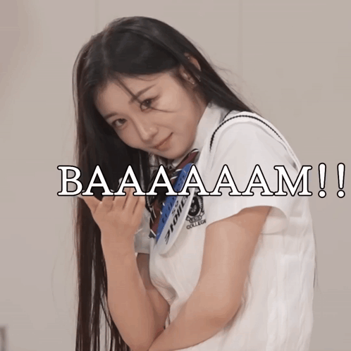 Girl In White Shirt Baaaaam GIF