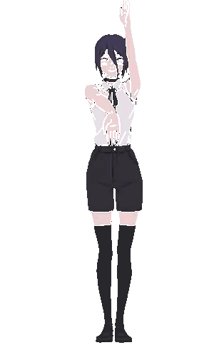 Girl In White Shirt Black Shorts Arms Out