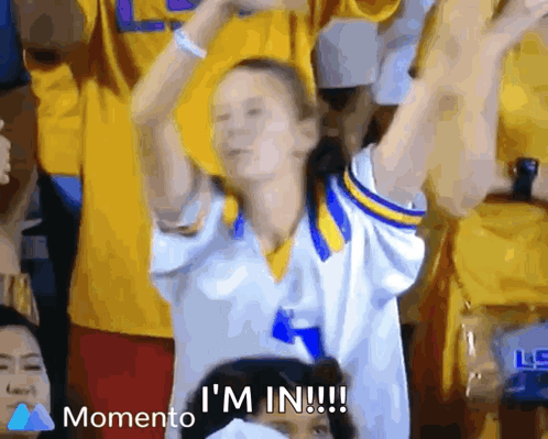 Girl in Yellow and White Jersey Says Momento I'm In