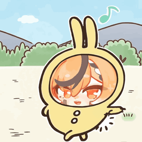 Girl In Yellow Bunny Costume GIF