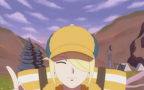 Girl in Yellow Hat and Striped Shirt Pokemon