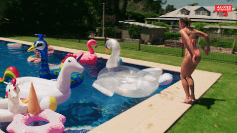 Girl Jump On The Floaties GIF