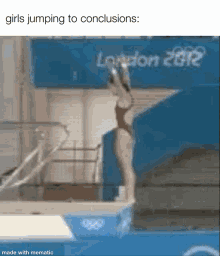 Girl Jumping From Diving Competition GIF