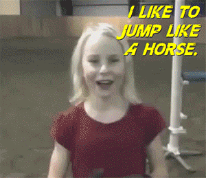 Girl Jumping Like A Horse GIF