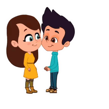 Girl Kissing Boy on Cheek