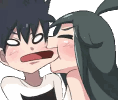 Girl Kissing Boy on Cheek Pixel Art