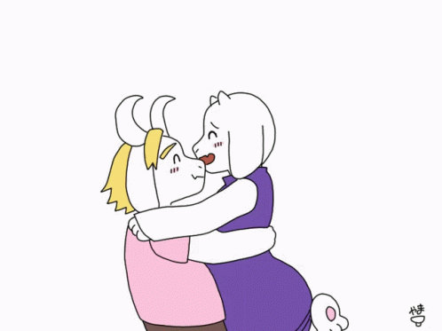 Girl Kissing Goat With Chinese Characters GIF