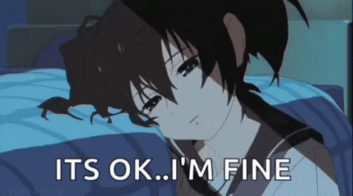 Girl Laying in Bed Saying It's Ok I'm Fine