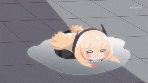 Girl Laying in Puddle With Bilibili
