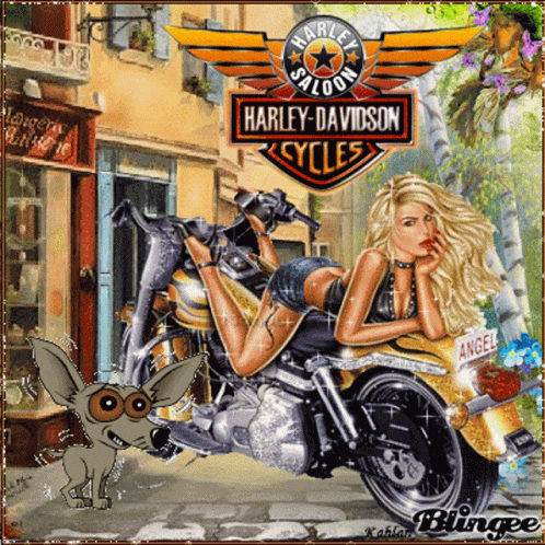 Girl Laying on Harley Davidson Motorcycle