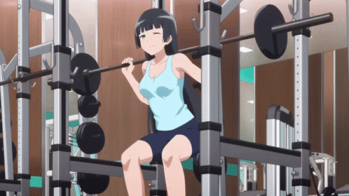 Girl Lifting Barbell Row Animation GIF
