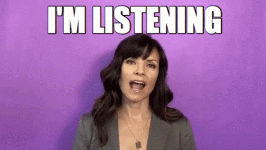 Girl Listening Quote With Violet Background GIF