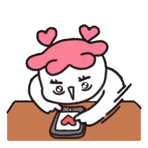 Girl Looking at Cell Phone with Hearts