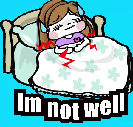 Girl Lying in Bed Saying Not Well
