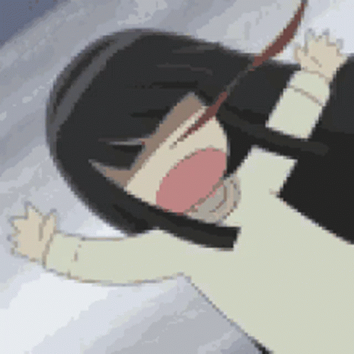 Girl Lying on Ground with Mouth Open