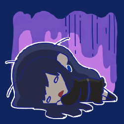 Girl Lying on Her Back on Purple Background