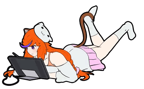 Girl Lying on Stomach with Cat Headband