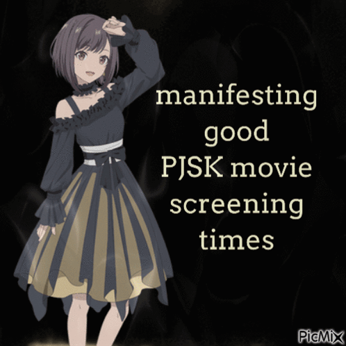 Girl Manifesting Good PJSK Movie Screening Times GIF