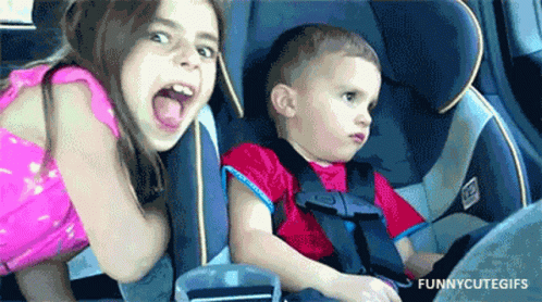 Girl Next To Boy In Car Seat Funnycutegifs GIF