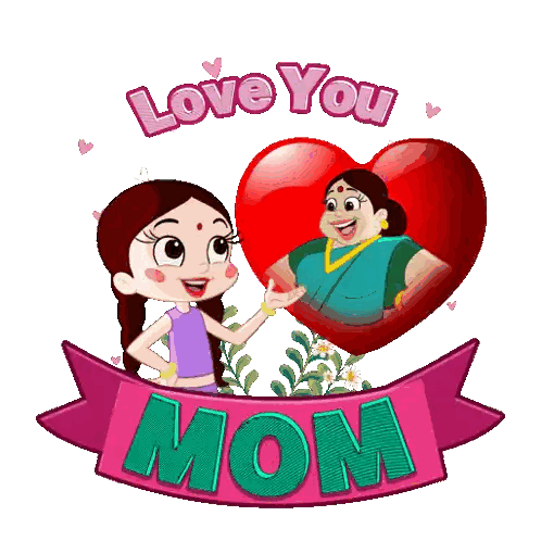 Girl Next to Heart Saying Love You Mom