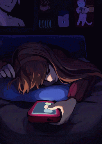Girl on Bed Looking at Phone Lolol