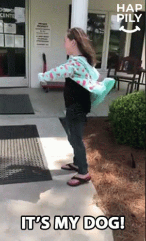 Girl On Sidewalk Says It's My Dog GIF