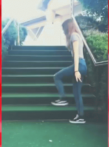 Girl Pimp Walk In Stairs GIF