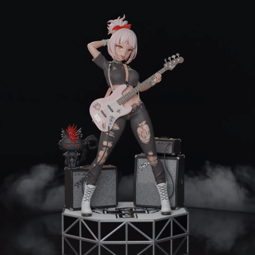 Girl Playing Guitar Statue