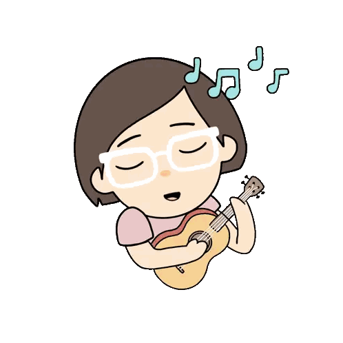 Girl Playing Guitar with Music Notes