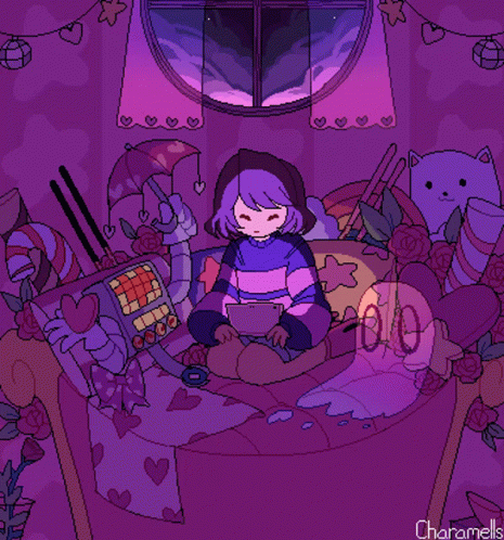 Girl Playing Video Game Pixel Art GIF