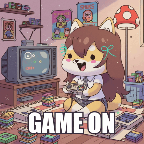 Girl Playing Video Game With Game On GIF