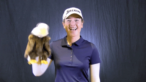 Girl Plays Bald Eagle Puppet GIF