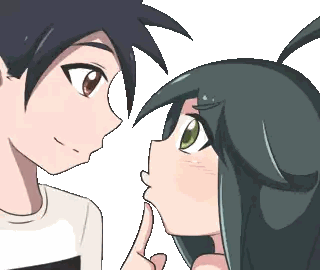 Girl Pointing at Boy's Finger