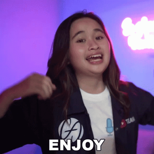 Girl Pointing Up Enjoy GIF