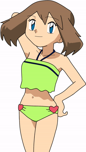 Girl Posing With Her Green Swimsuit GIF