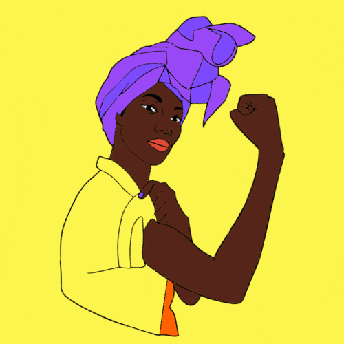 Girl Power African Lady Head Wrap GIF