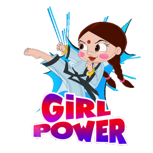Girl Power Karate Kick Cartoon Girl GIF